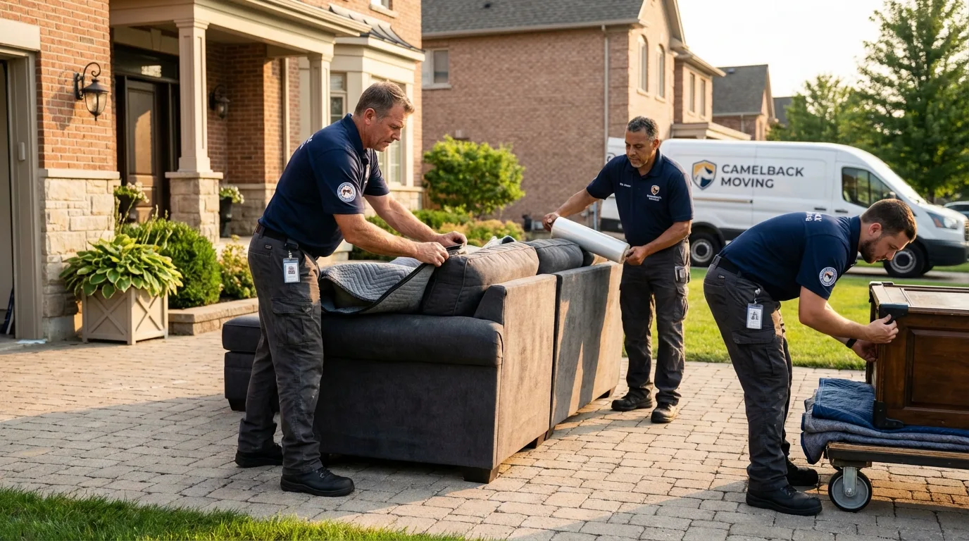 Large estate moving crew wrapping furniture in Housatonic, MA