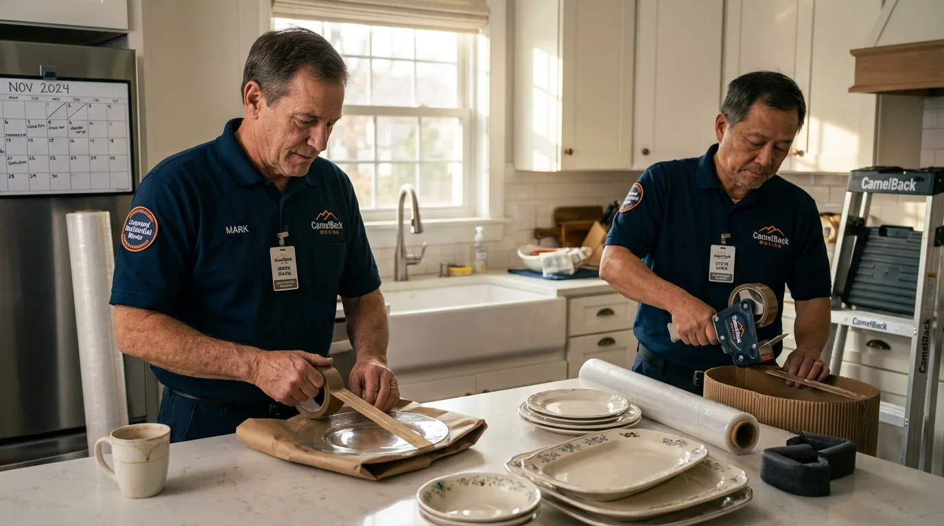 Professional crew packing kitchen dishware in Housatonic, MA